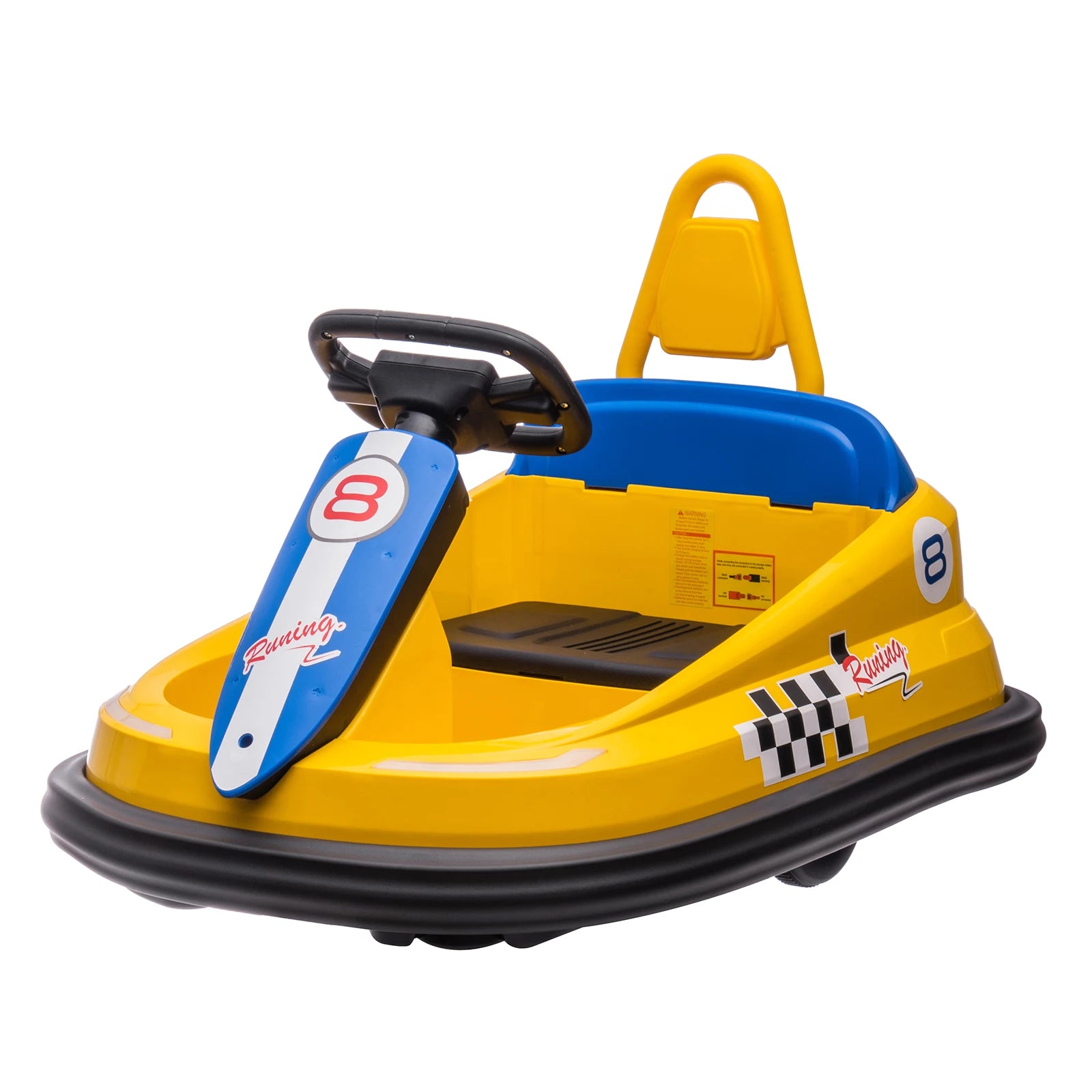 Kids Electric Bumper Car 6V Ride-On Toy with 360° Rubber Guard Dual 15W Motors Steering Wheel Control 2-Speed Ride-On Vehicle