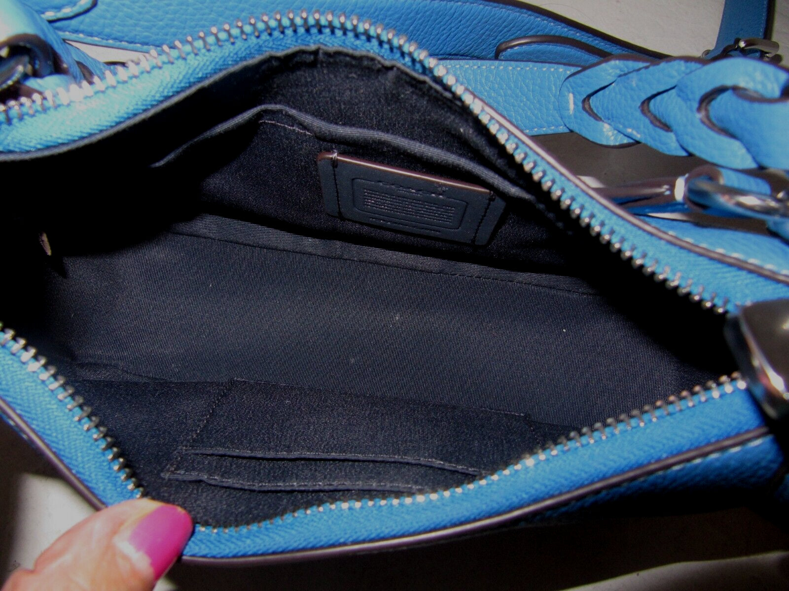 Coach New CJ590 Teri Shoulder Crossbody Bag Khski Signature Canvas Racer Blue