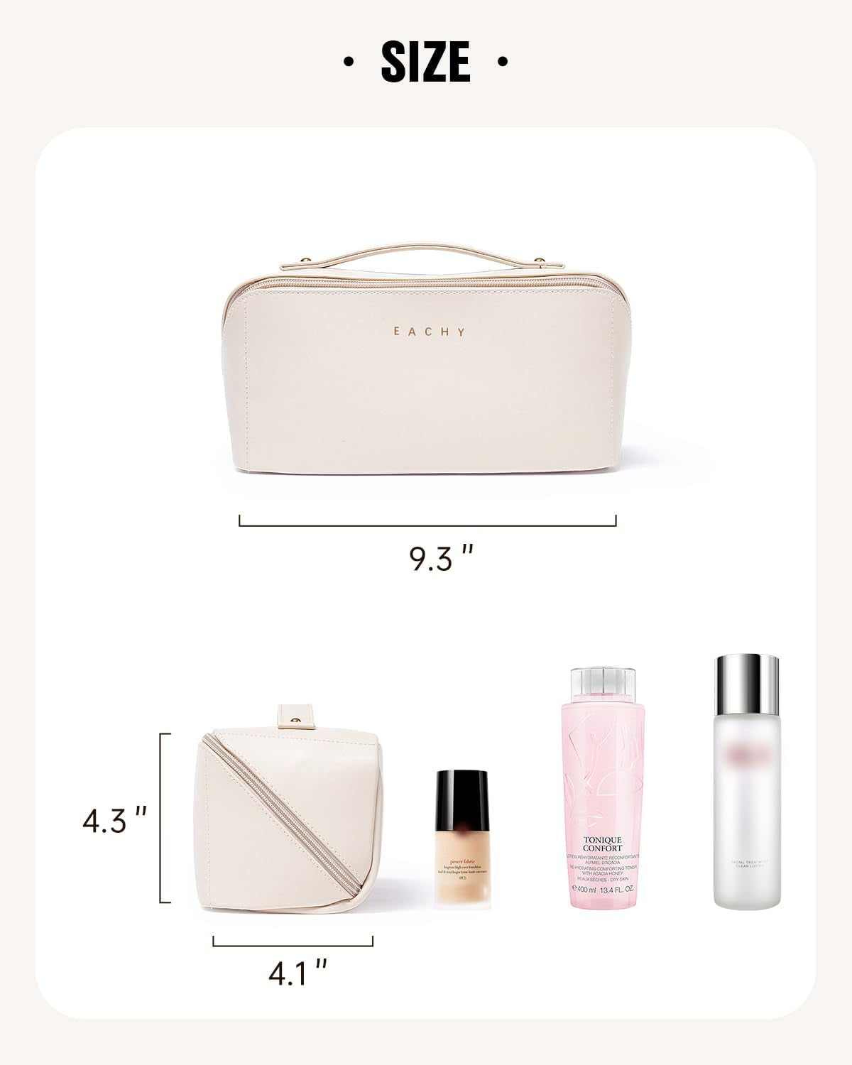Travel Makeup Bag, Large Capacity Cosmetic Bag for Women, Waterproof PU Leather, Flat Open Portable Toiletry Bag for Skincare, Brushes & Travel Essentials