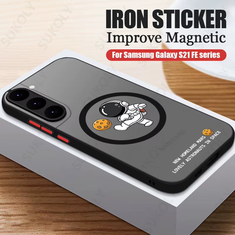 Magnetic for Magsafe Astronaut Case for Samsung Galaxy S23 S22 Ultra S22 plus S21 S20 FE S24 Ultra S26 Hard PC S25 Edge Cover