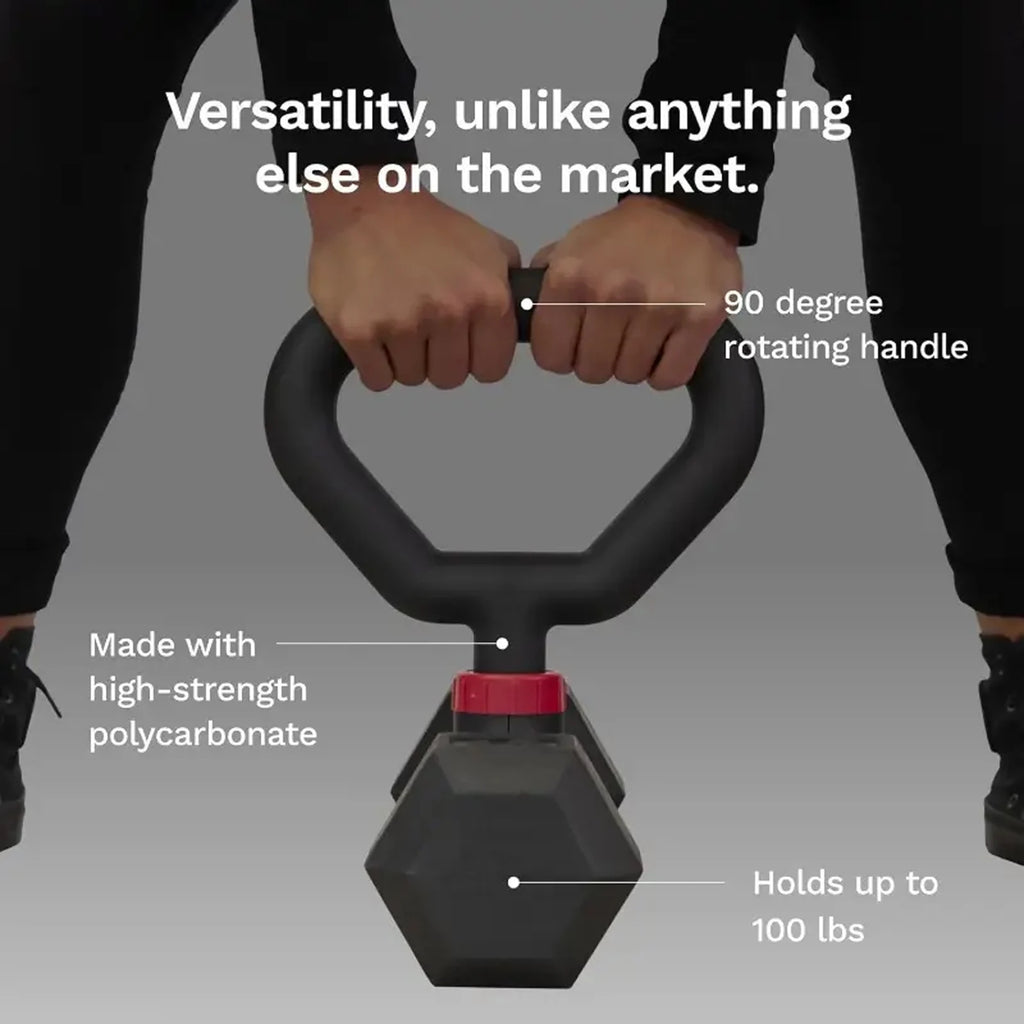Hyperbell Dumbbell Converter - Convert Dumbbells to Barbell Set and Kettlebell for Home Fitness - Adjustable & up to 20