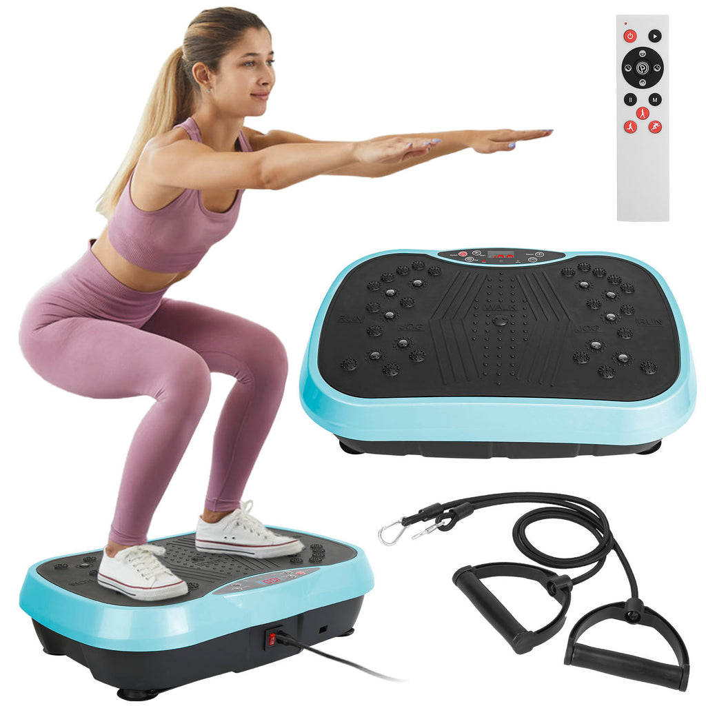 1Pc Vibration Exercise Machine with Resistant Bands for Spring Summer Fitness Remote Control Whole Body Vibration Platform Workout Equipment Home Fitness Training Equipment for Weight Loss Fat Burner