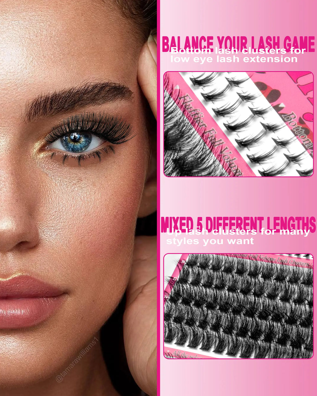 Milybest Cove Eyelashes ,1 Set Mixed Length Individval Eyelash Extensions Kit,Self Grafting False Eyelashes with Tweezers&Glue&,Prefessional Eye Makeup Accessories for Women