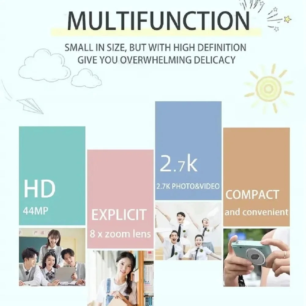 Digital Camera Autofocus Camera for Kids Toys Camcorder with 8X Zoom Compact Cameras 1080P Cameras for Beginner Photography