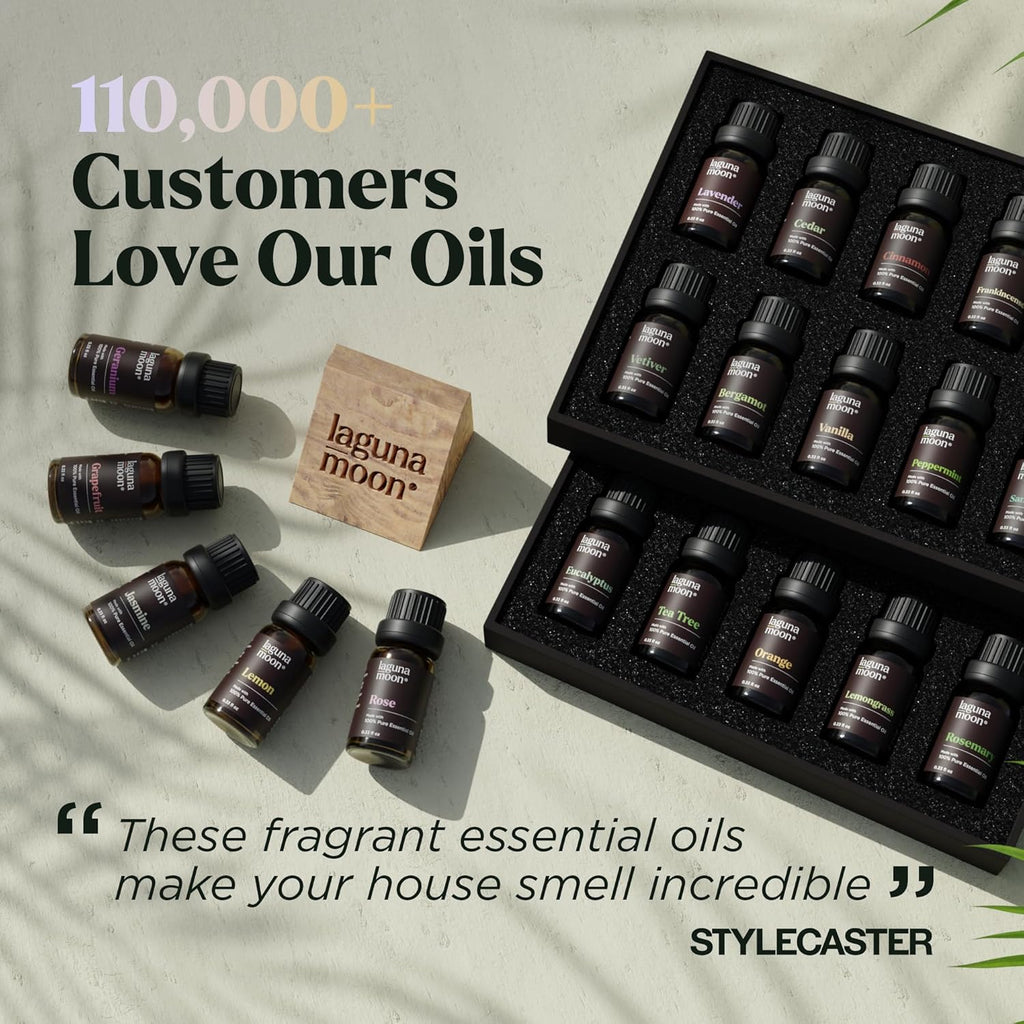 Essential Oils Set, Top 20 Gift Set Oils for Diffusers, Humidifiers, Aromatherapy, Candle Making Scents, Cars & Home Products, Peppermint, Tea Tree, Lavender, Eucalyptus, Lemongrass (10Ml)