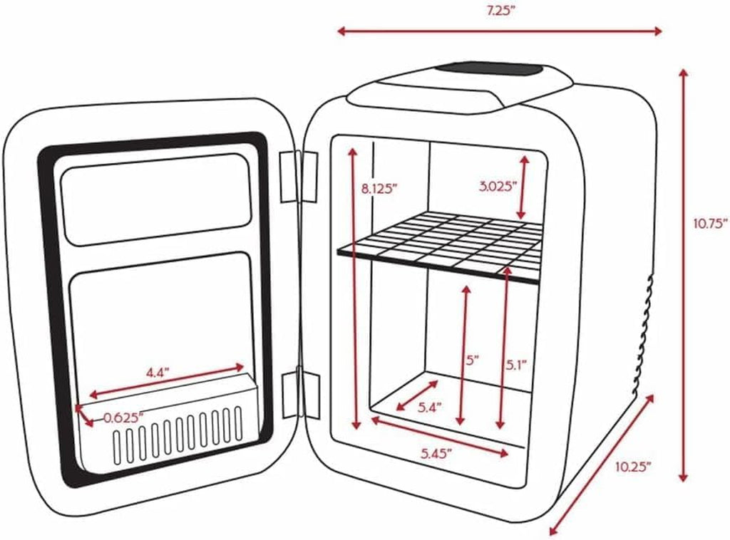 Mini Fridge for Bedroom - Car, Office Desk & Dorm Room - Portable 4L/6 Can Electric Plug in Cooler & Warmer for Food, Drinks, Skincare Beauty & Makeup - 12V AC/DC & Exclusive USB Option, Black