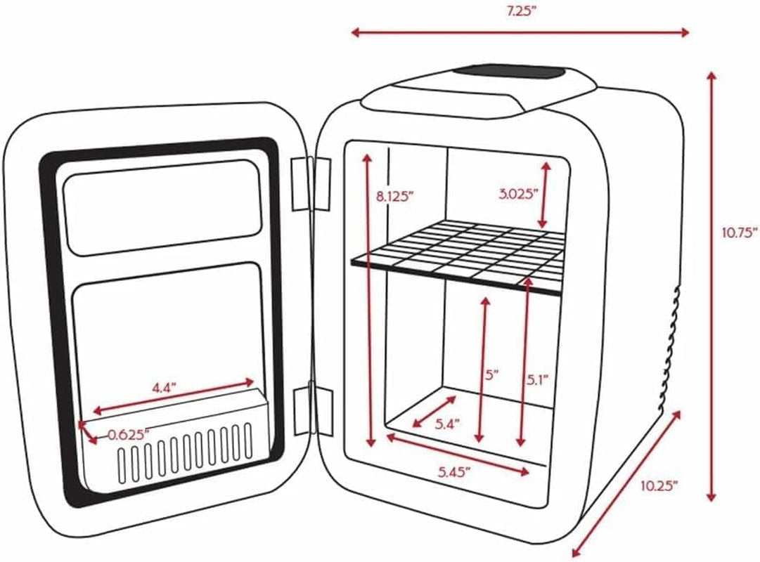 Mini Fridge for Bedroom - Car, Office Desk & Dorm Room - Portable 4L/6 Can Electric Plug in Cooler & Warmer for Food, Drinks, Skincare Beauty & Makeup - 12V AC/DC & Exclusive USB Option, Black