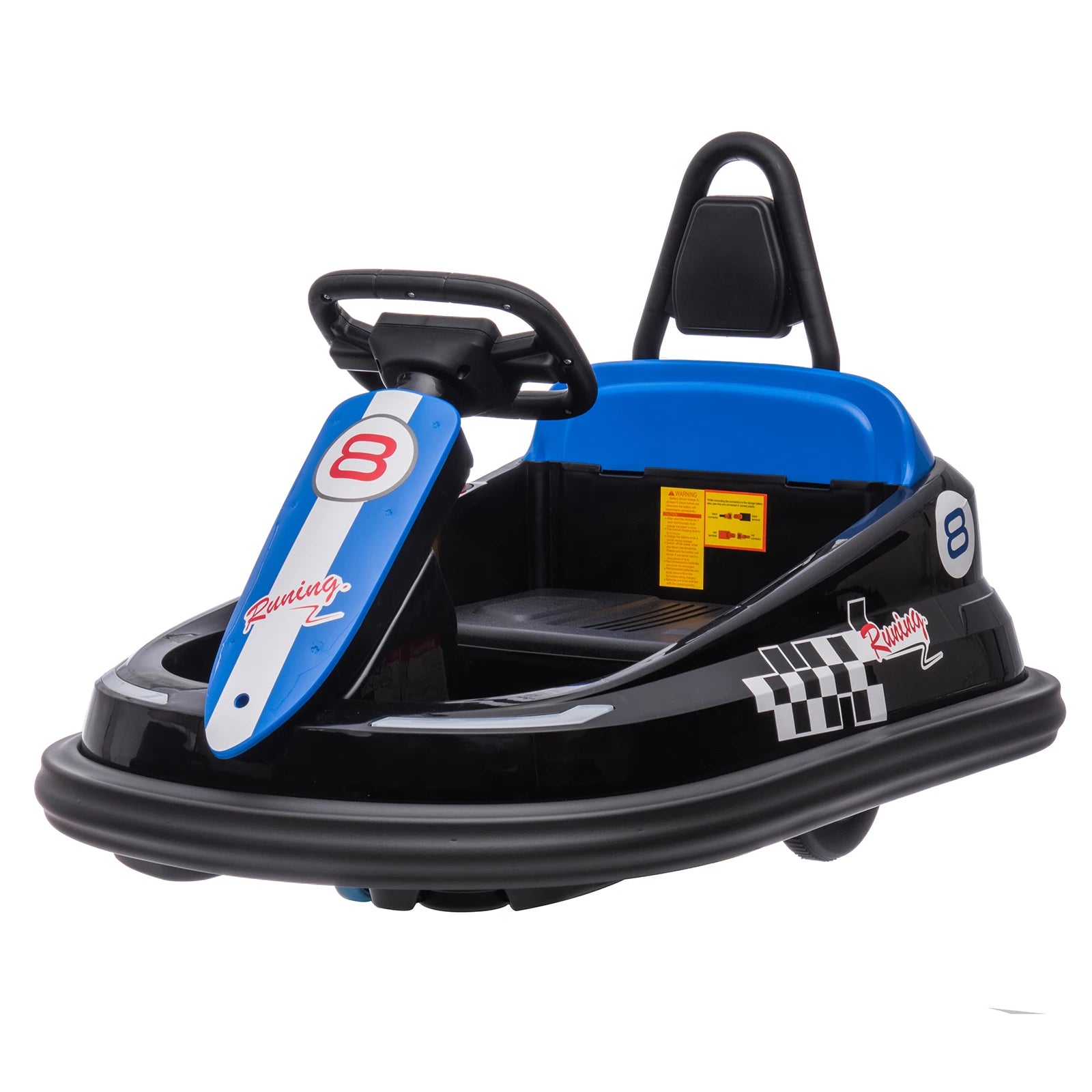 Kids Electric Bumper Car 6V Ride-On Toy with 360° Rubber Guard Dual 15W Motors Steering Wheel Control 2-Speed Ride-On Vehicle