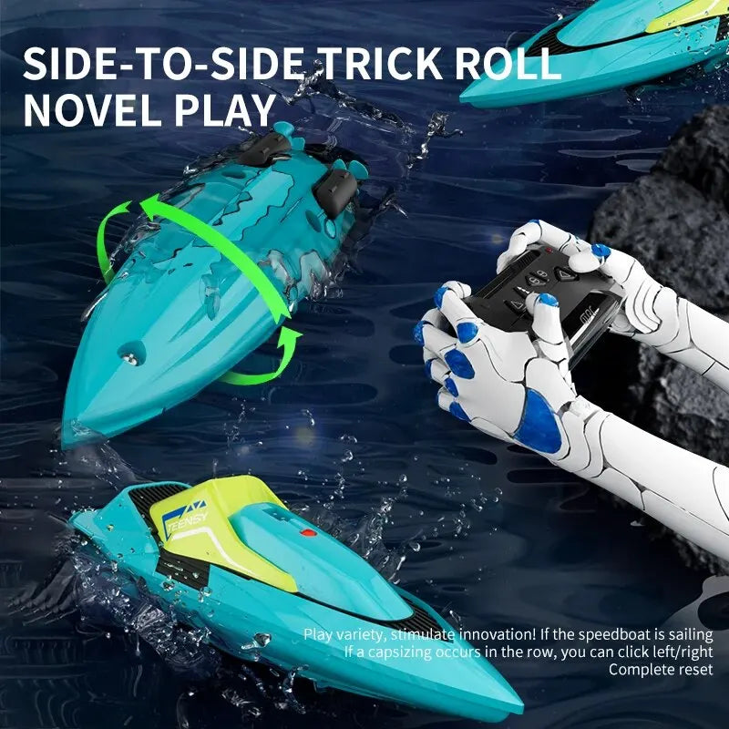 Velocity Blue Fast RC Boat- Remote Control Boats for Adults and Kids, Underwater Speed Racing Mini RC Boats for Pools and Lakes, 2.4GHZ Transmitter
