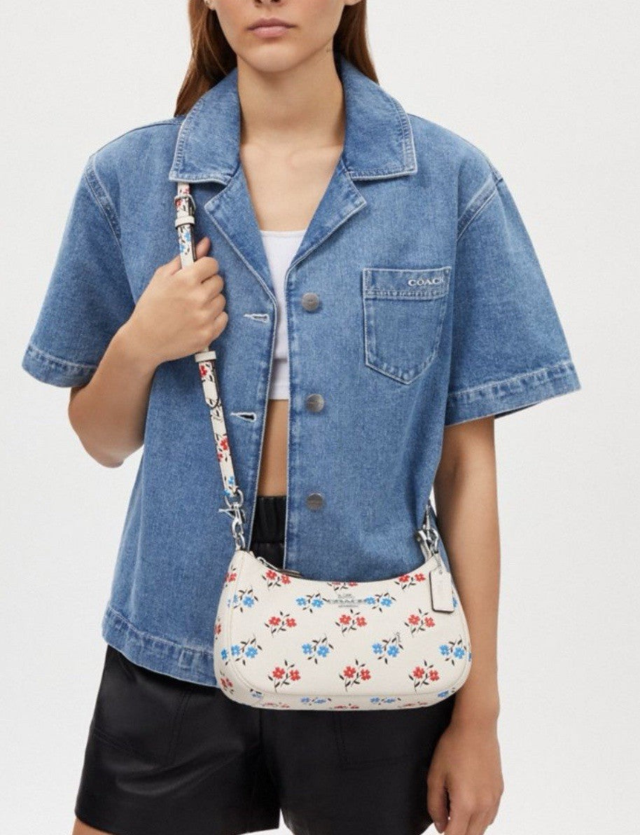 NWT COACH Teri Shoulder Bag with Fashion Floral Print CT830 Chalk Multi