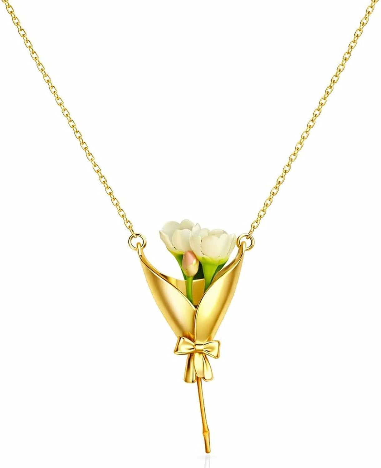 Flower Holder Necklace DIY Bouquet Necklace Wearable Mini Vase Jewelry to Insert Dried or Real Blooms Birthday Wedding Gift Jewelry for Mom Wife Sister Best Friend