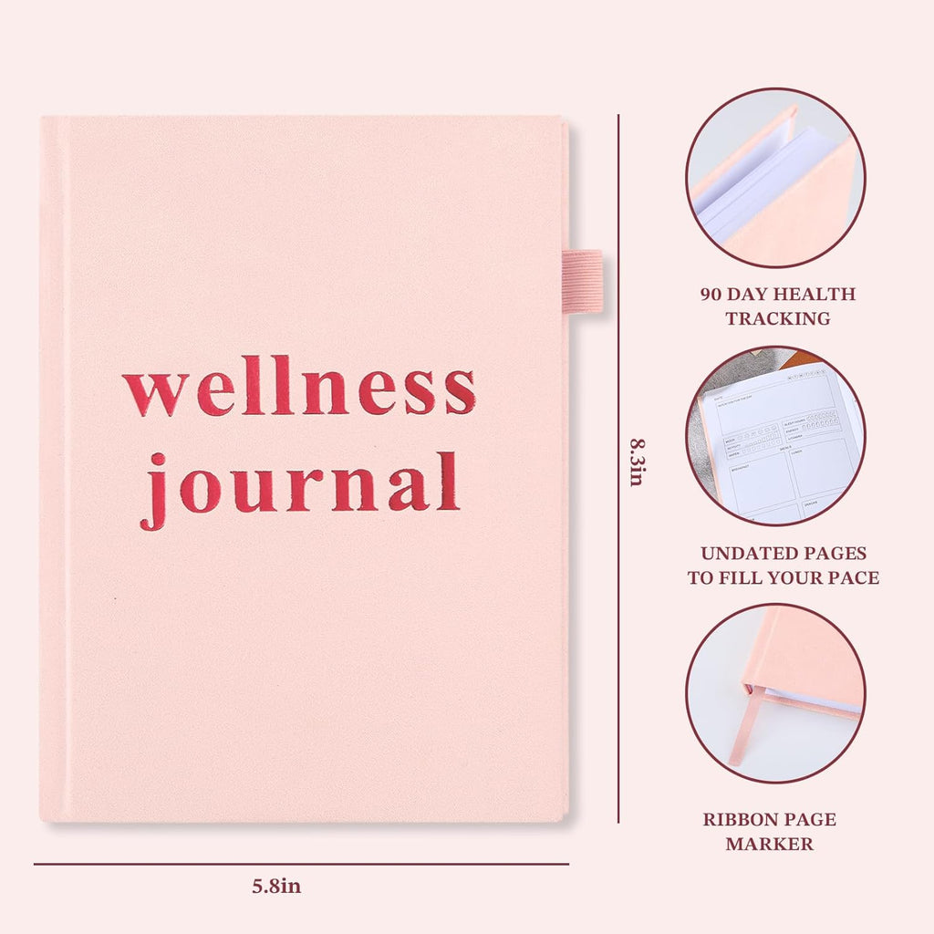Wellness Journal Planner- Gratitude & Mindset Mental Health Journal,Track Goals, Sleep & Lifestyle,Daily Self Reflection,Self Care Journal,Daily Positive Mindfulness Diary,Size A5 Pink.