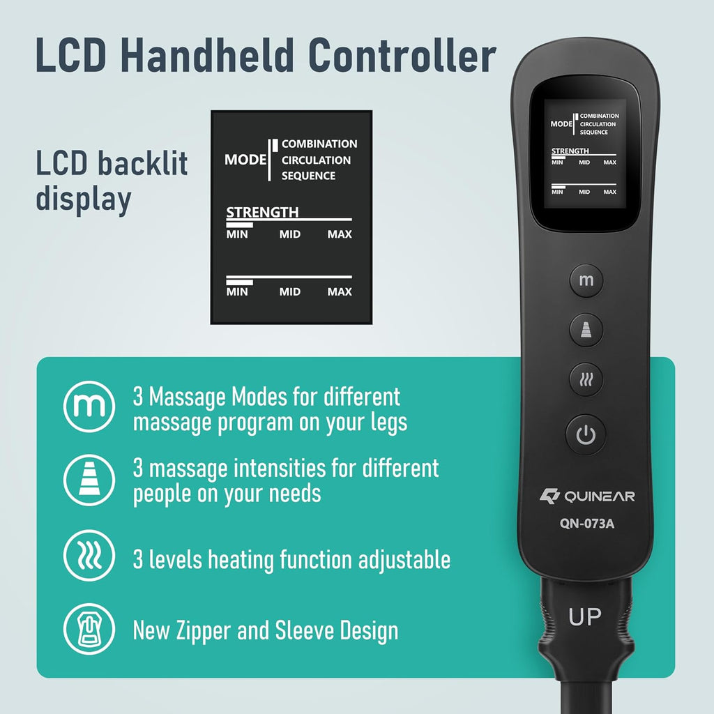 Leg Massager, 3-In-1 Foot Calf & Thigh Massager with Heat and Compression Therapy, Leg Massage Boots for Pain Relief, FSA-HSA Eligible