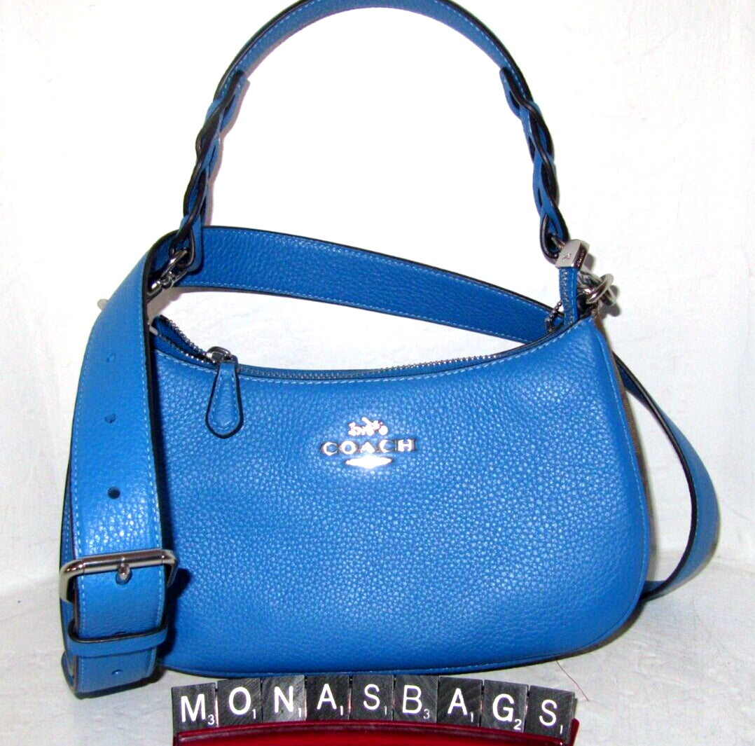Coach New CJ590 Teri Shoulder Crossbody Bag Khski Signature Canvas Racer Blue