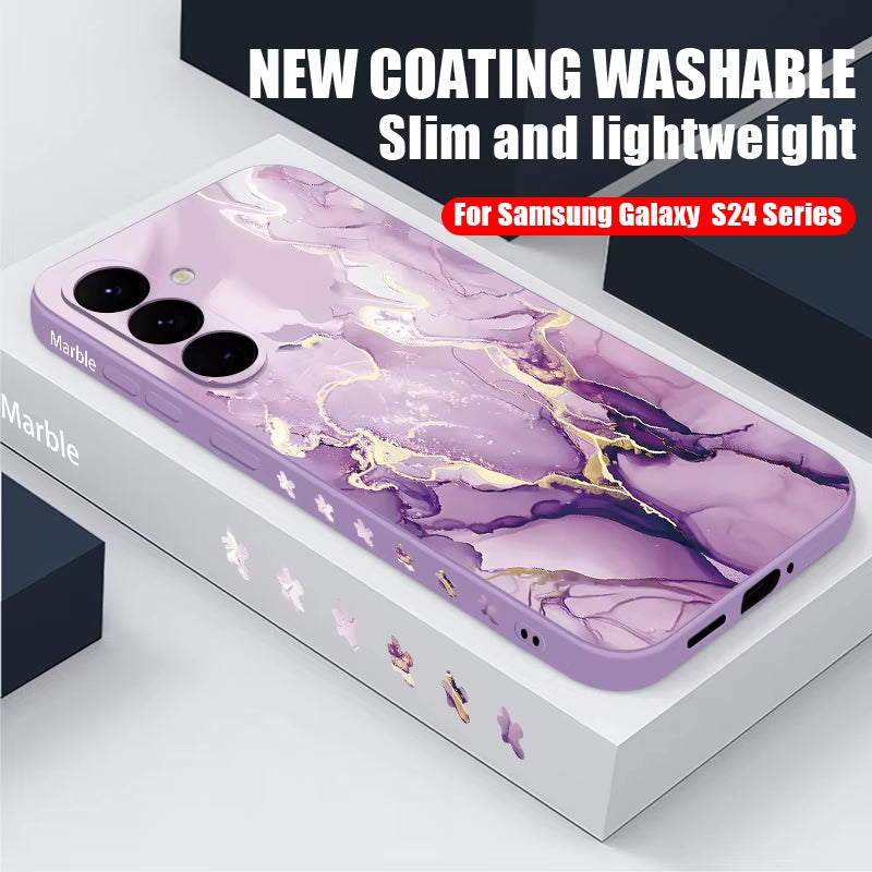 Marble Pattern Protective Case with Lanyard for Samsung Galaxy S Series and A Series Models