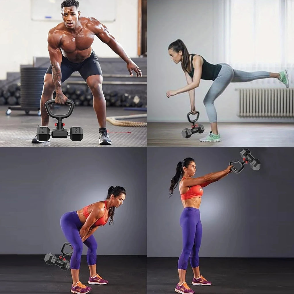 Hyperbell Dumbbell Converter - Convert Dumbbells to Barbell Set and Kettlebell for Home Fitness - Adjustable & up to 20