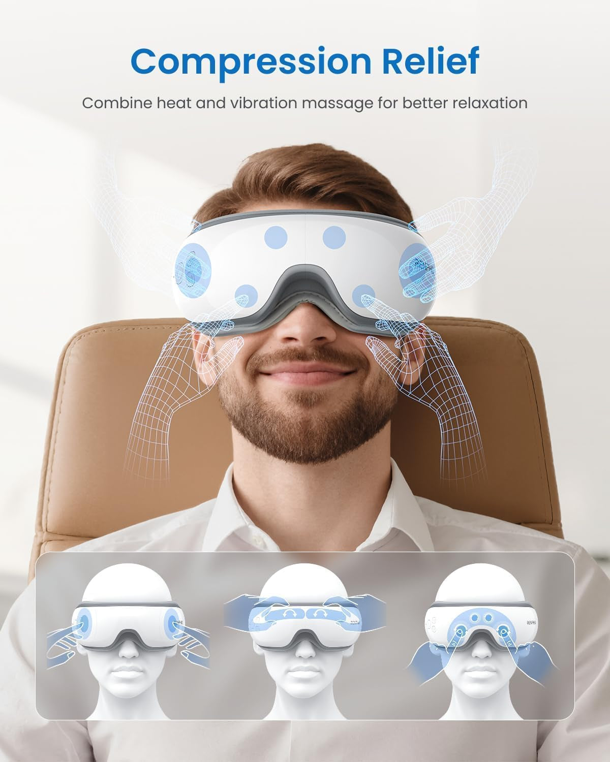 Fathers Day Dad Gifts, Eye Massager with Heat, FSA Eligible HSA, Eye Mask for Head Tension, Birthday Gifts for Men Women Mom Husband, Sleep Mask for Eye Strain and Dry Eyes, Eyeris 1