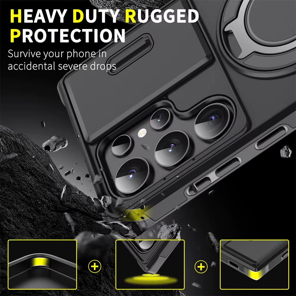 Magnetic Slide Camera Protection Phone Case for Samsung Galaxy S26, S25 Edge, S24, S23 Plus, S21, S22 Ultra, FE, A54, A15, A05, A05S