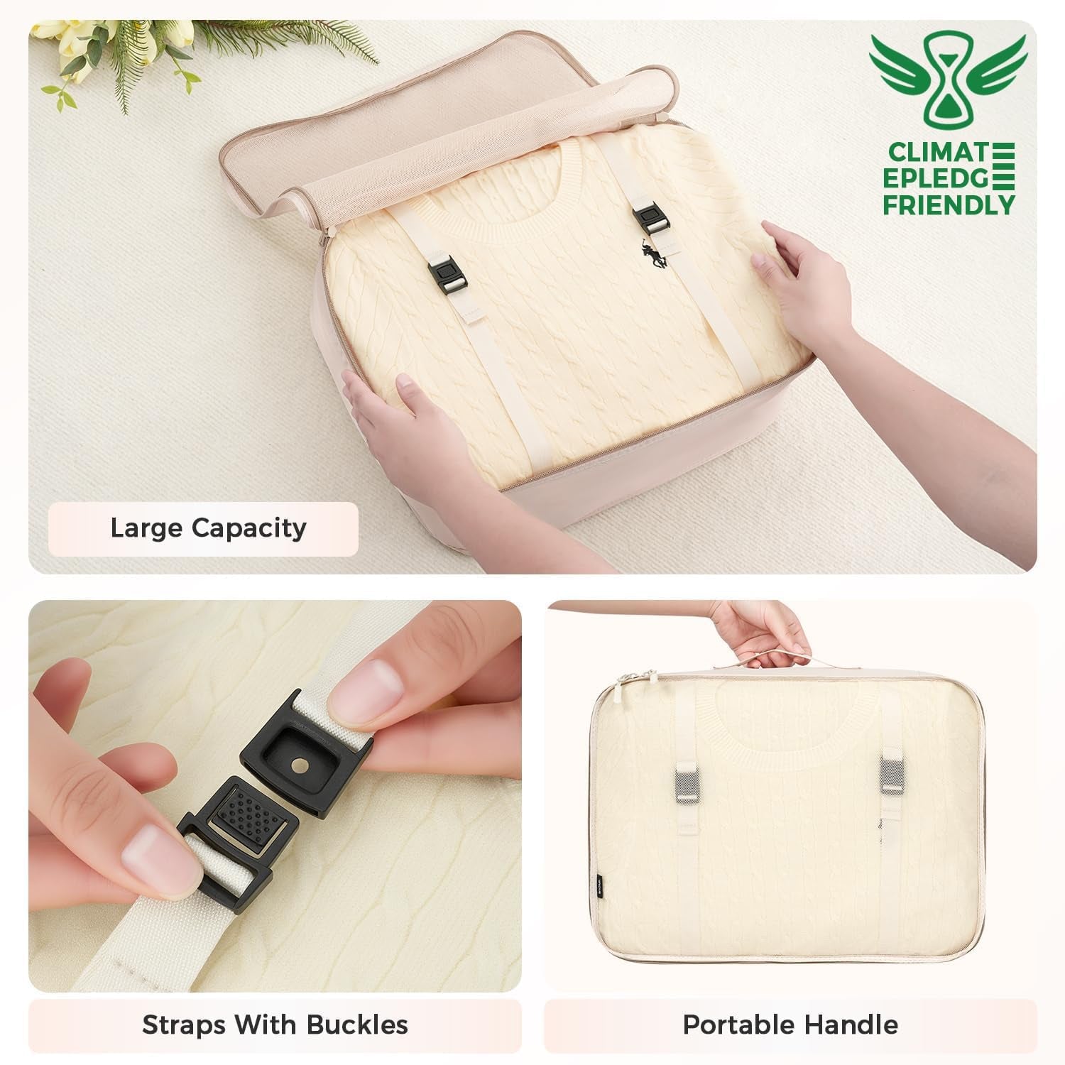 8 Set Packing Cubes Luggage Packing Organizers for Travel Accessories-Cream