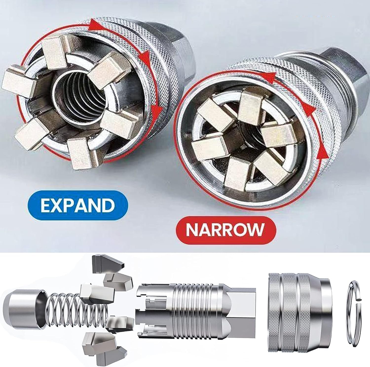 Universal Adjustable Socket Wrench with Adapter, 10-19Mm, 3/8''-3/4'' Ratchet Wrench, Updated Adjustable Drive Socket Wrench Sleeve for 3/8" Drive Ratchet Torque Wrench and Power Drill