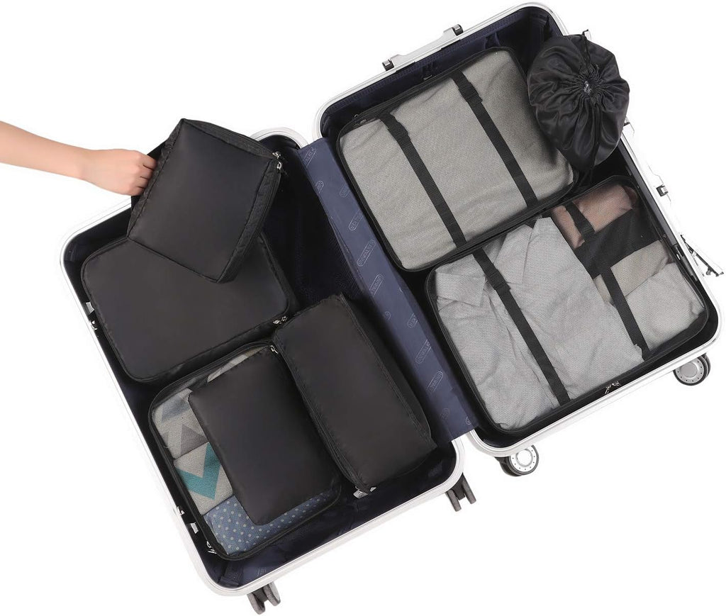 8 Set Packing Cubes Luggage Packing Organizers for Travel Accessories-Jet Black
