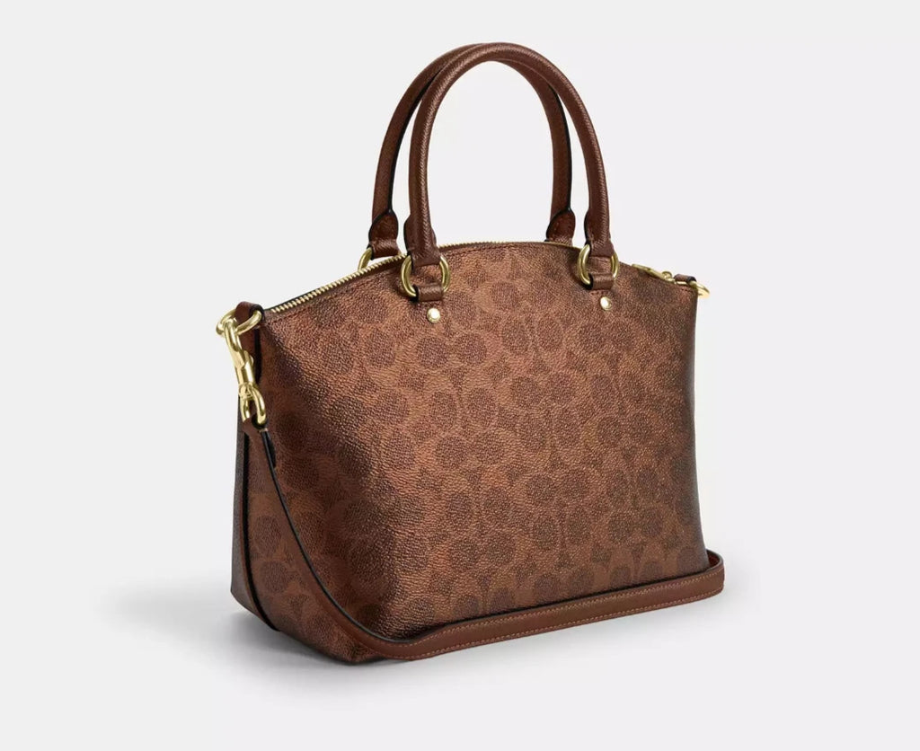 Coach Brown/Copper Sadie Metallic Signature Canvas Satchel Bag (CCM71) - NWT