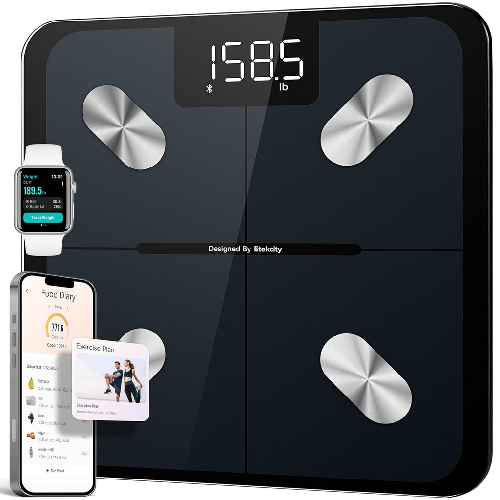 Smart Scale for Body Weight, FSA&HSA Eligible, Bathroom Digital Weighing Scale with BMI, Body Fat, Muscle Mass, Accurate Bluetooth Home User Health Equipment Sync Apps, LED, Tempered Glass