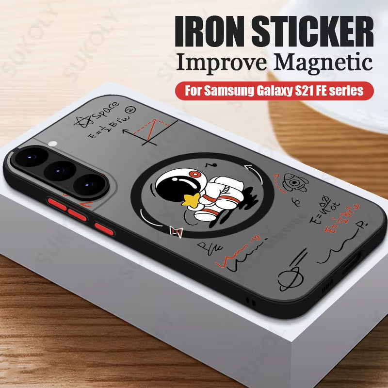 Magnetic for Magsafe Astronaut Case for Samsung Galaxy S23 S22 Ultra S22 plus S21 S20 FE S24 Ultra S26 Hard PC S25 Edge Cover