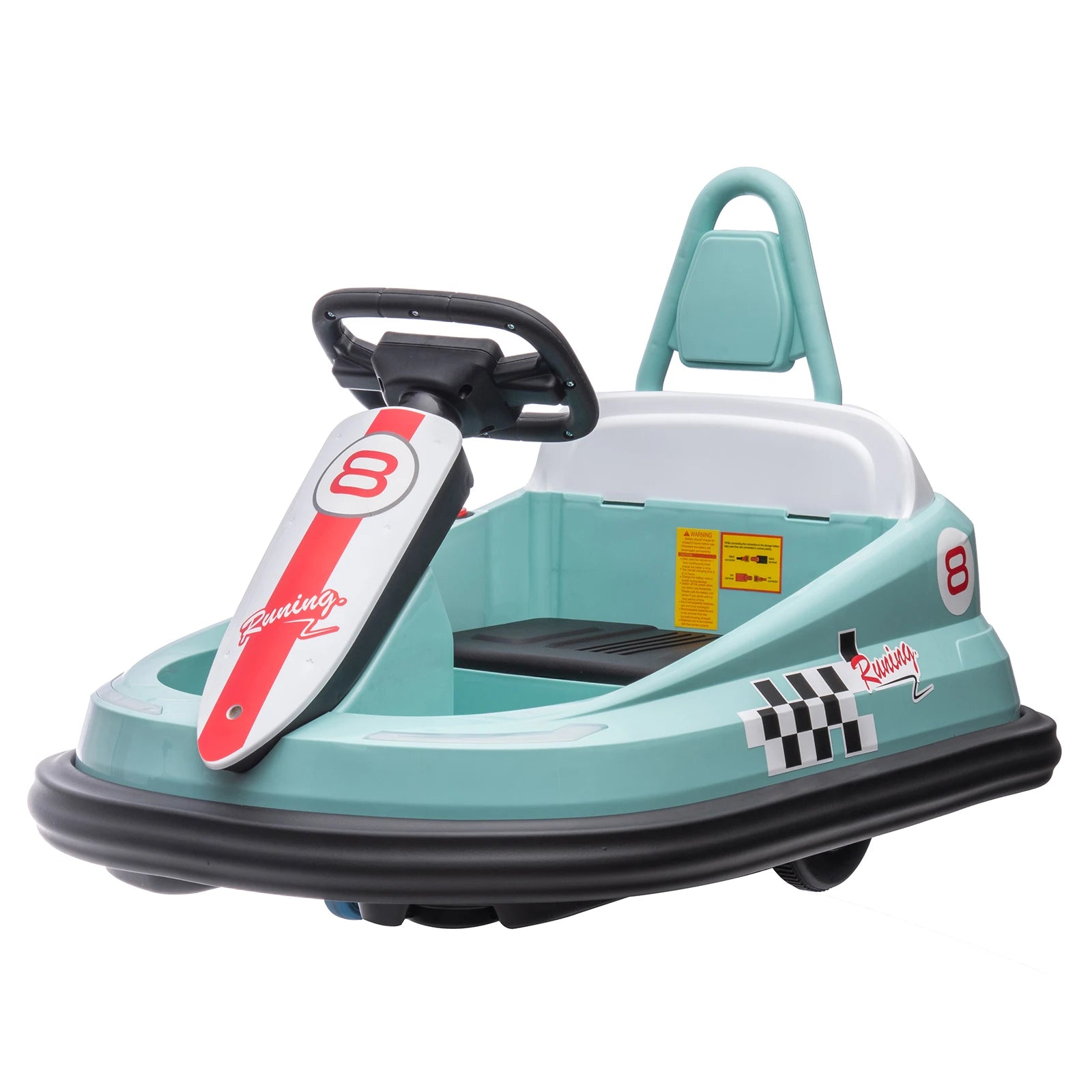 Kids Electric Bumper Car 6V Ride-On Toy with 360° Rubber Guard Dual 15W Motors Steering Wheel Control 2-Speed Ride-On Vehicle