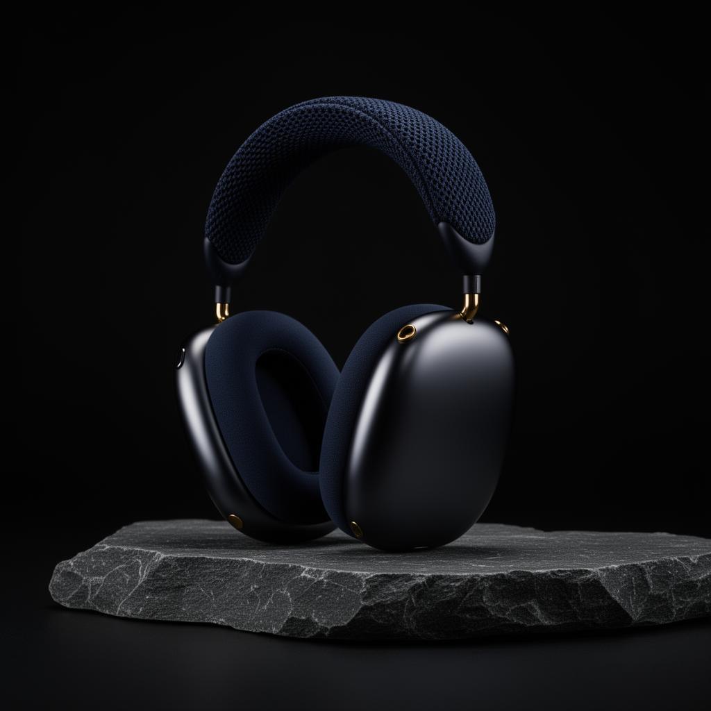 Midnight AirPods Max 2 on charcoal stone slab