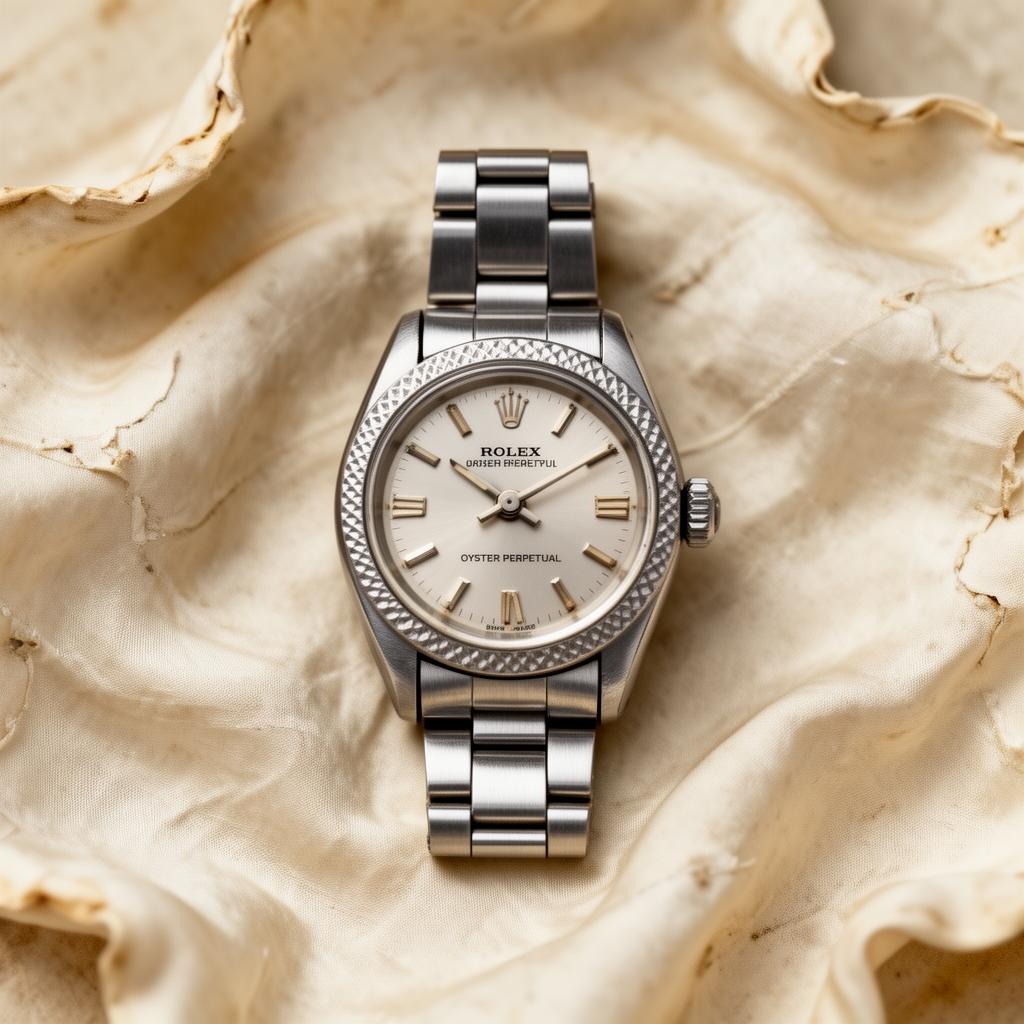 Vintage Rolex Oyster Perpetual on aged ivory silk